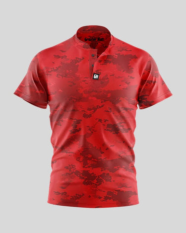 Blue Camo Henley Polo Henley Polo Greater Half S Red